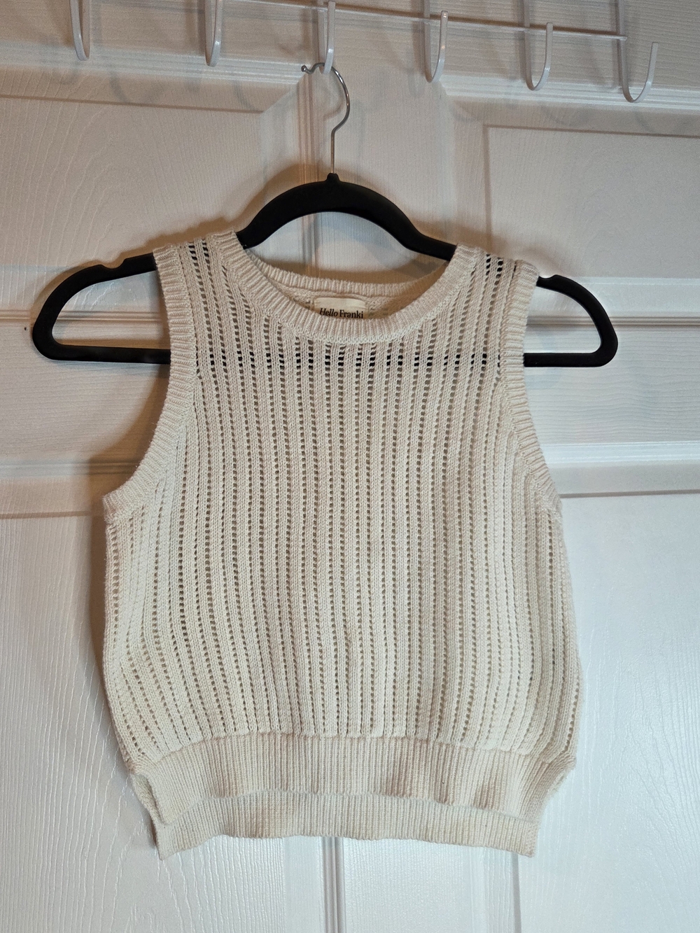 Hello Franki Cream Knit Sleeveless Sweater Tank